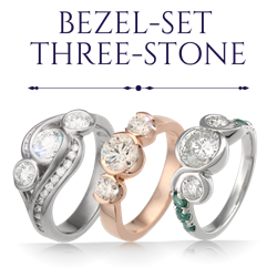 Bezel-Set Three Stone Engagement Rings