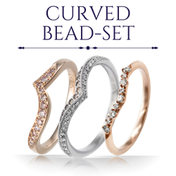 Curved Bead-Set Wedding Bands