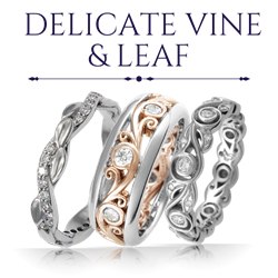 Delicate Vine & Leaf Wedding Rings