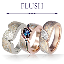 Mokume Flush Engagement Rings