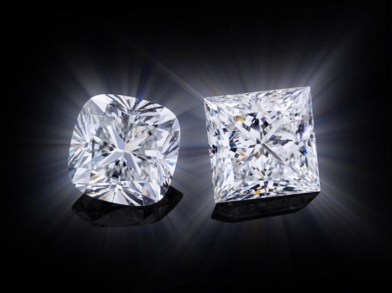 Bright Cushion and Princess Cut Diamonds