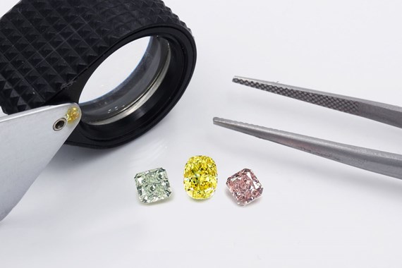 Fancy Colored Diamonds with Tweezers