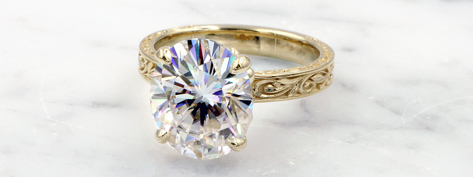 Moissanite Center Stone in Engagement Ring