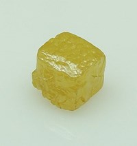 natural raw rough yellow diamond cube