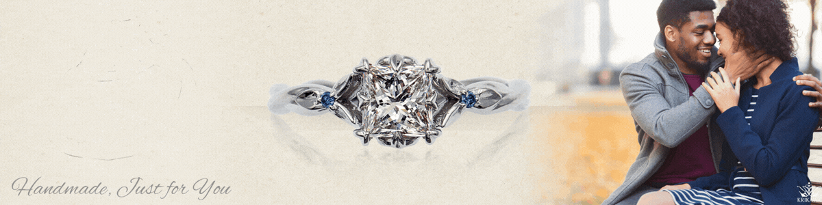 Twisted Band Engagement Rings banner image with young couple holding eachother closely