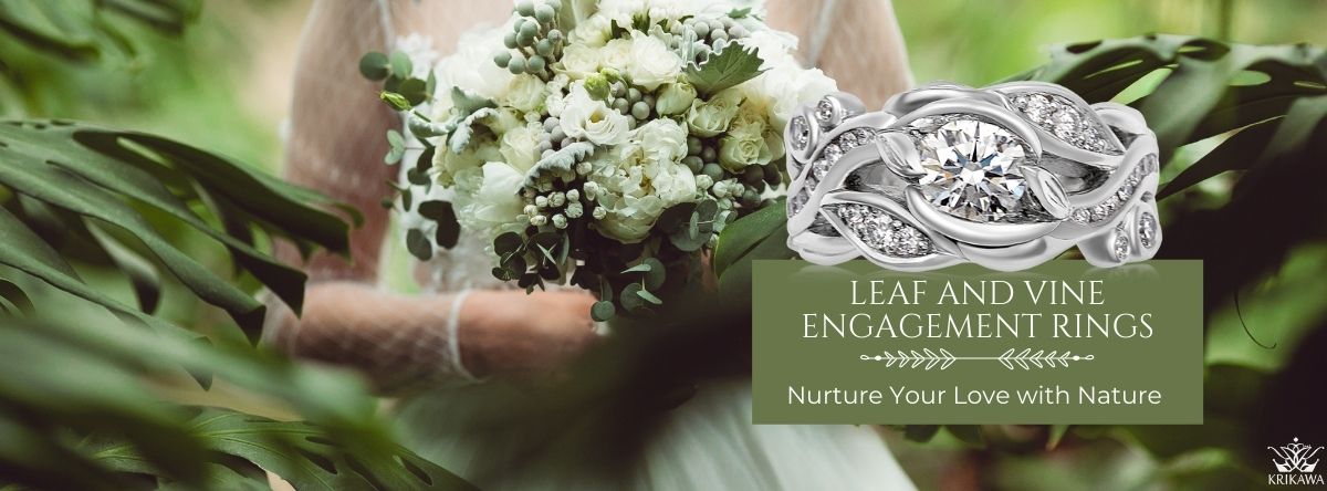 leaf and vine engagement rings