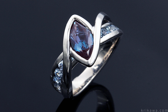 Lab Alexandrite Engagement Ring
