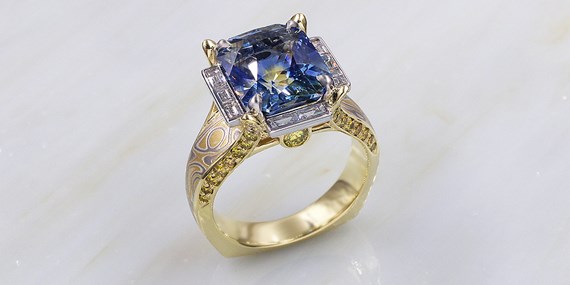 Blue Sapphire Center Stone in Engagement Ring