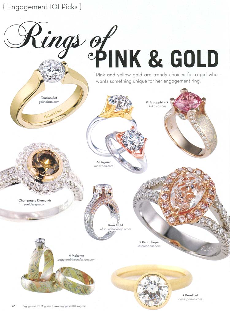 Engagement 101 Magazine Rings of Pink and Gold Article
