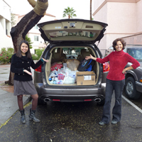 Car loaded with food drive donations