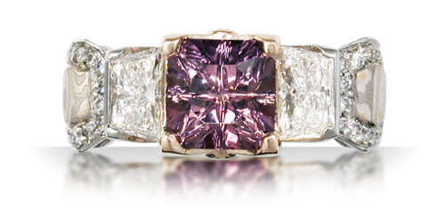 purple sapphire emerald cut engagement ring