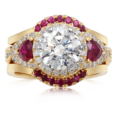 Vintage Old Worl Engagement Ring with Rubies