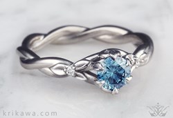 Blue Diamond Engagement Rings. Luxury Fancy Light Greenish Blue Diamond.