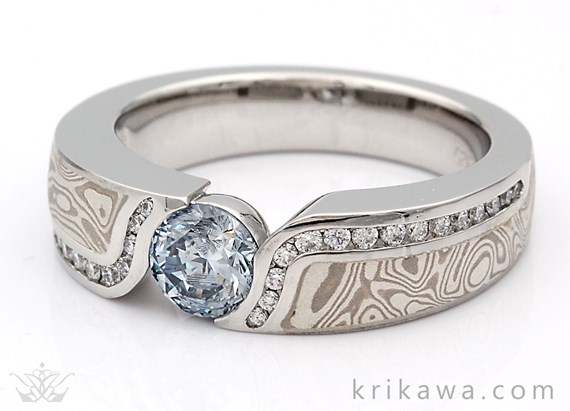 Lab-Created Blue Diamond in Engagement Ring