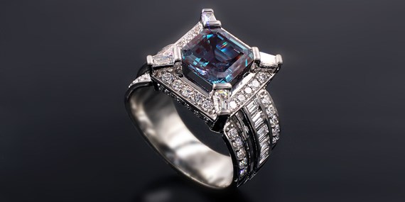 Alexandrite Center Stone in Engagement Ring
