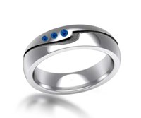 straight wave wedding band with sapphire accents
